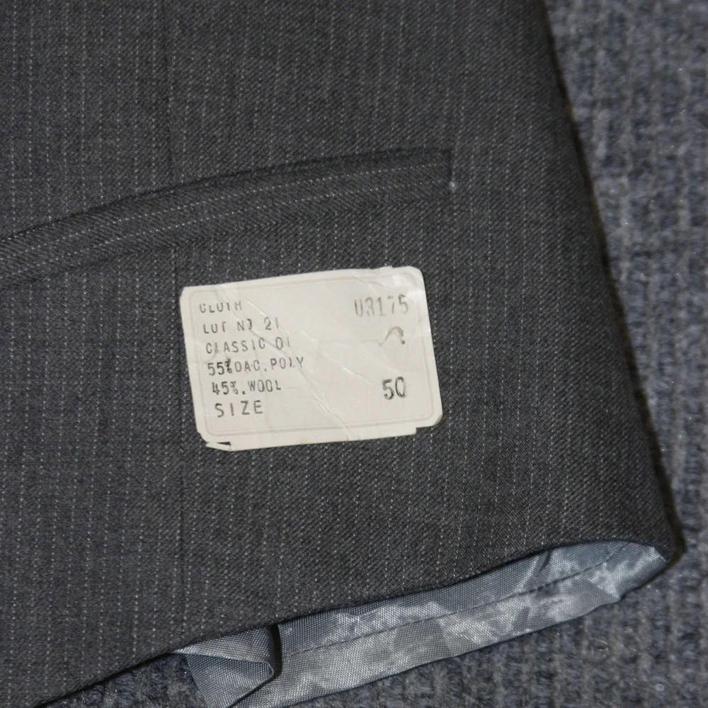 Vintage Andre Laurent Suit Vest 2 Piece Mens 50 Gray Pinstripe Wool Blend Formal